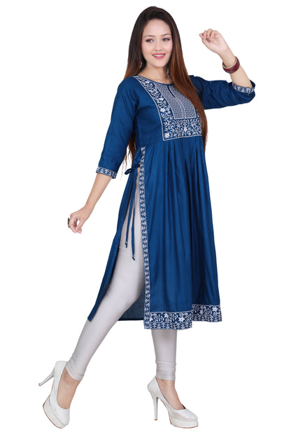 Stylish & Comfortable: Embroidered Nyra Cut Kurti – Ideal for Any Occasion!