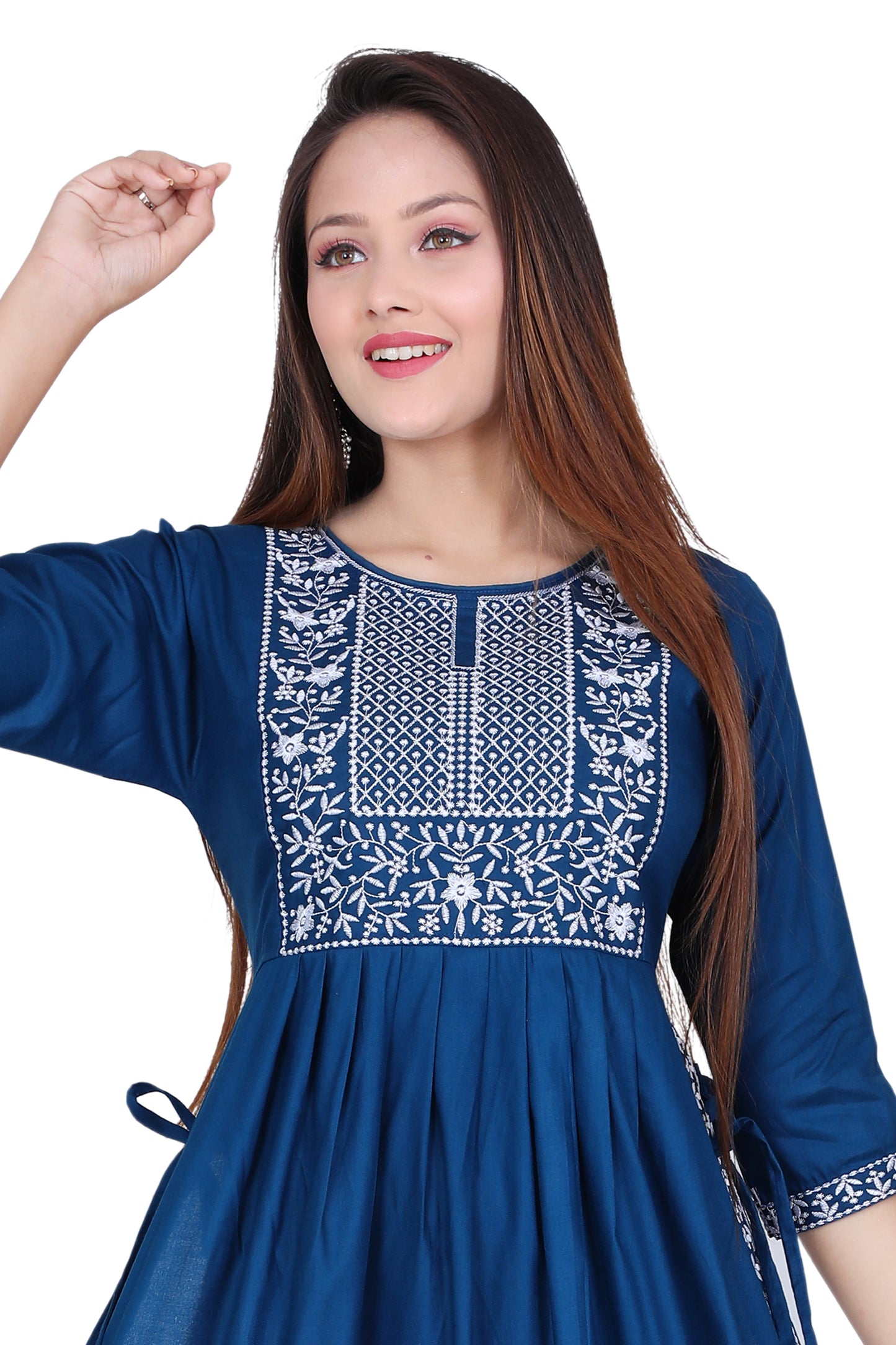 Stylish & Comfortable: Embroidered Nyra Cut Kurti – Ideal for Any Occasion!