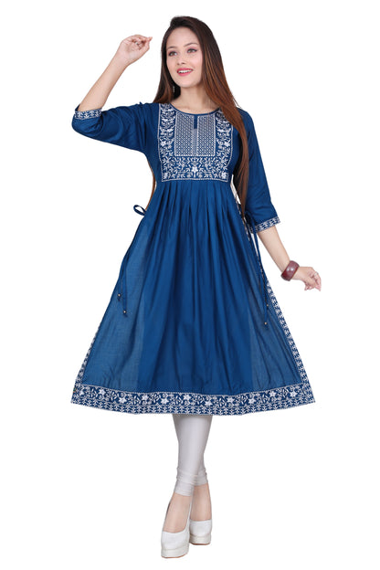 Stylish & Comfortable: Embroidered Nyra Cut Kurti – Ideal for Any Occasion!