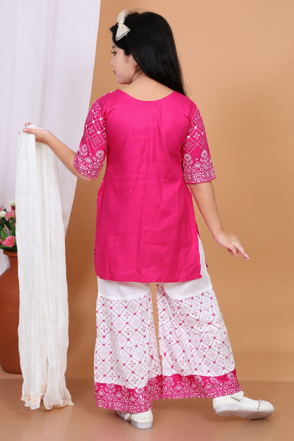 Stylish Kurti Palazzo Set for Girls – Festive & Party Wear with Dupatta – Ages 4-10