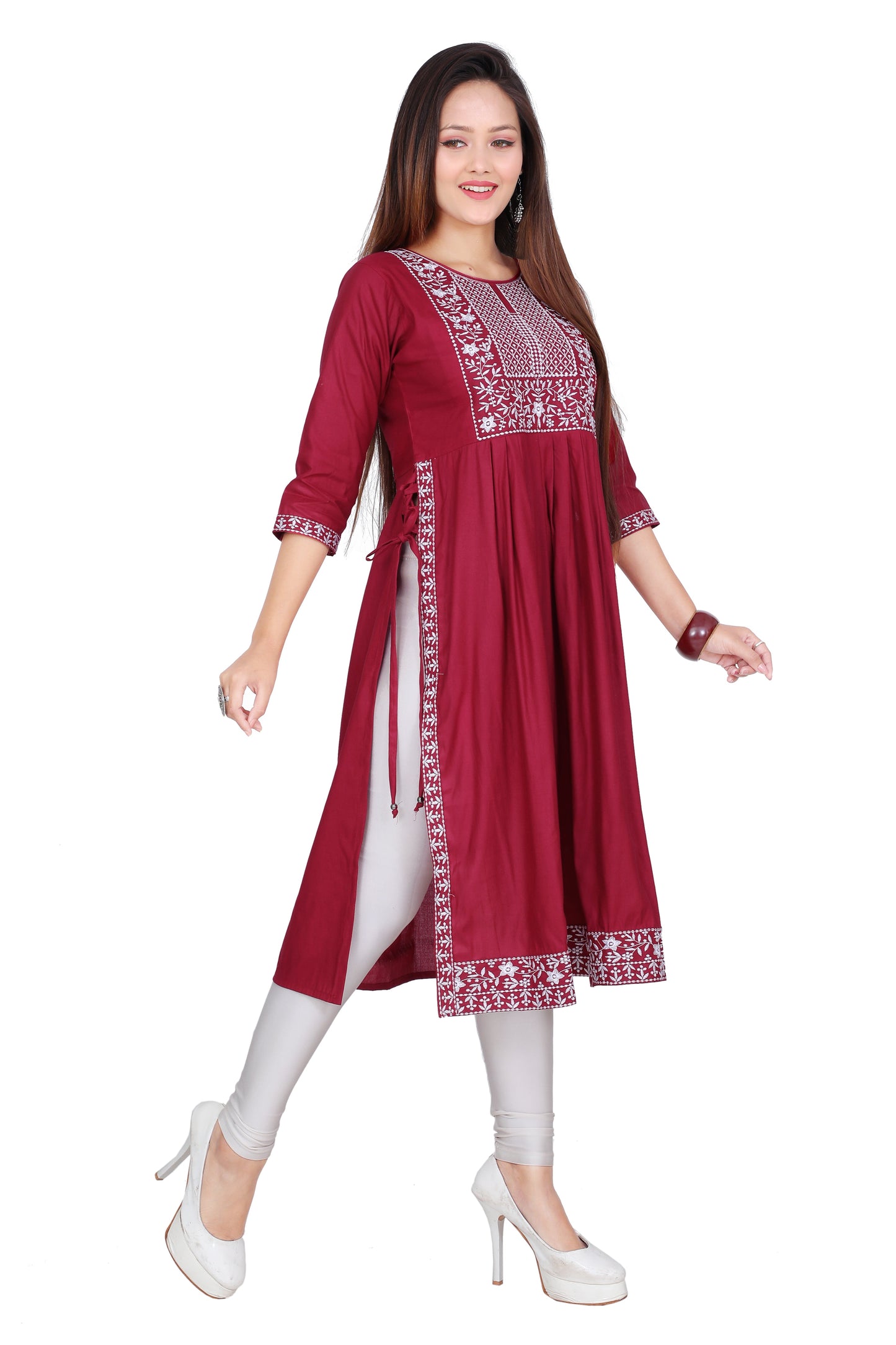 Stylish & Comfortable: Embroidered Nyra Cut Kurti – Ideal for Any Occasion!