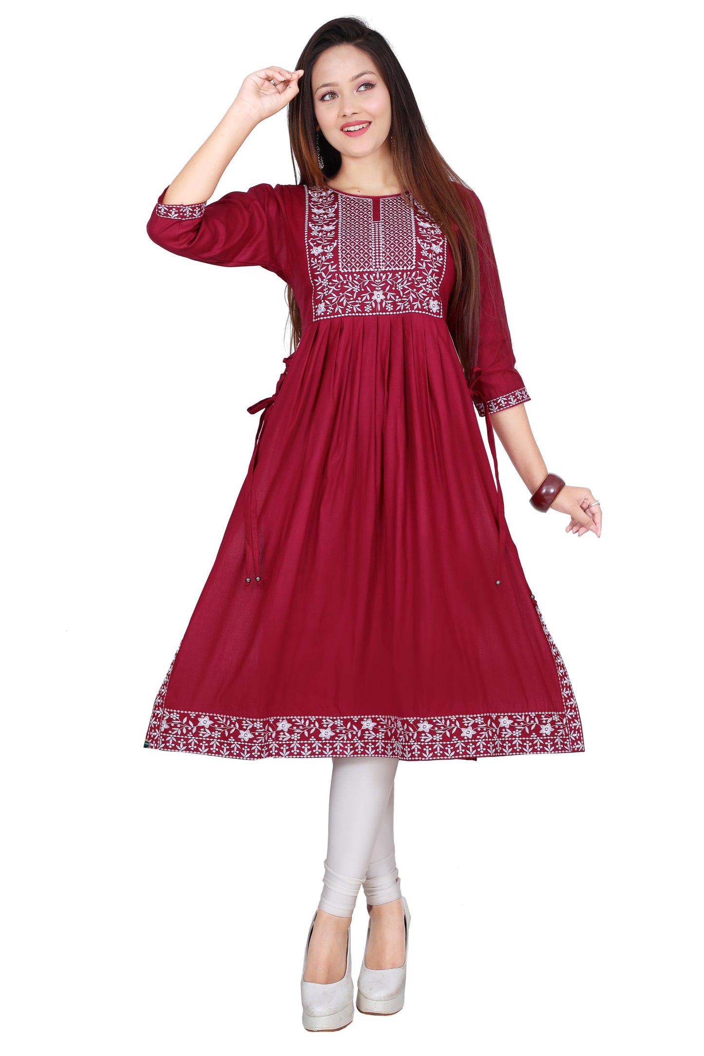 Stylish & Comfortable: Embroidered Nyra Cut Kurti – Ideal for Any Occasion!