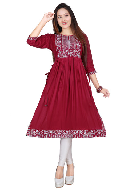 Stylish & Comfortable: Embroidered Nyra Cut Kurti – Ideal for Any Occasion!