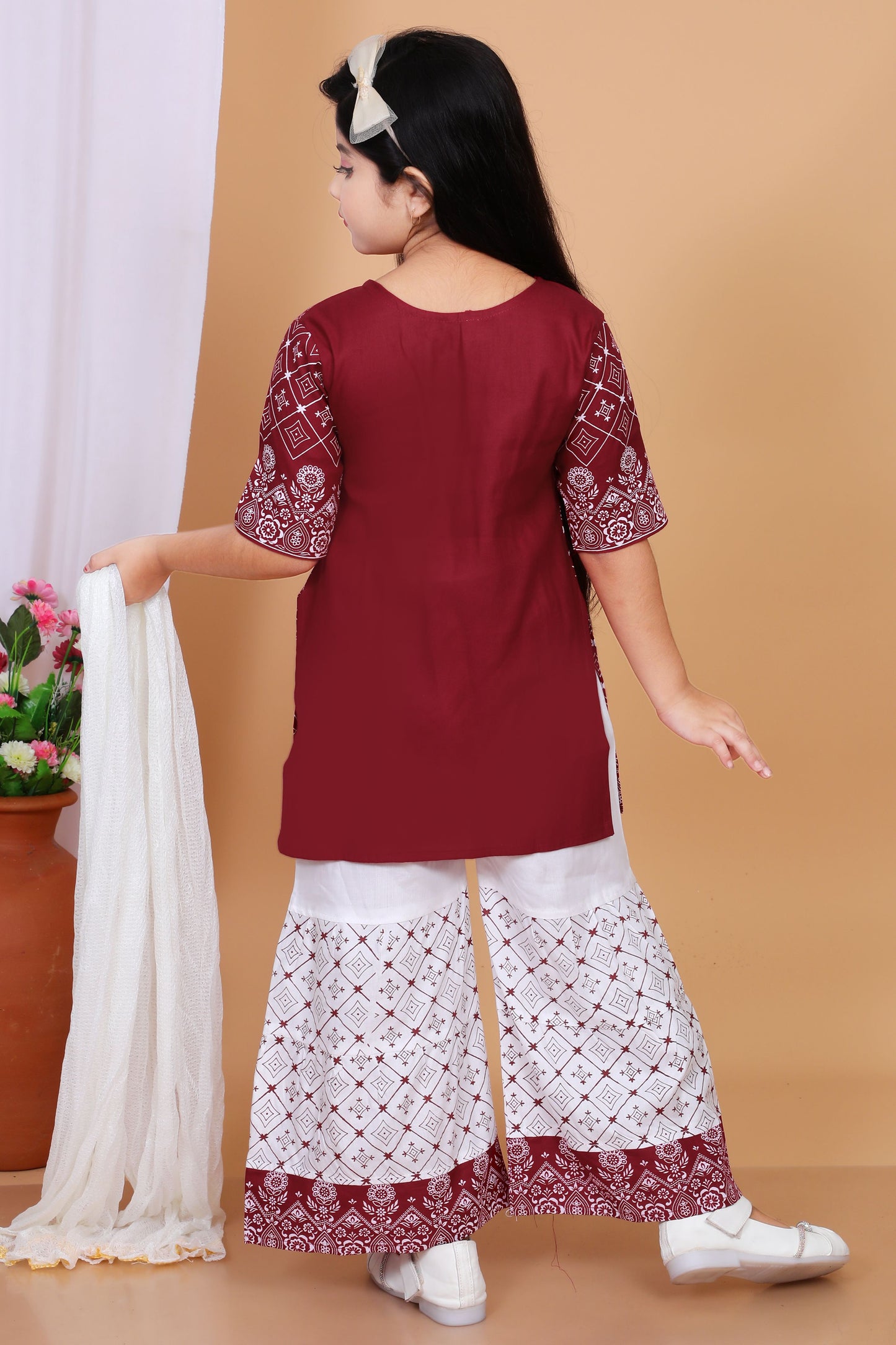 Stylish Kurti Palazzo Set for Girls – Festive & Party Wear with Dupatta – Ages 4-10