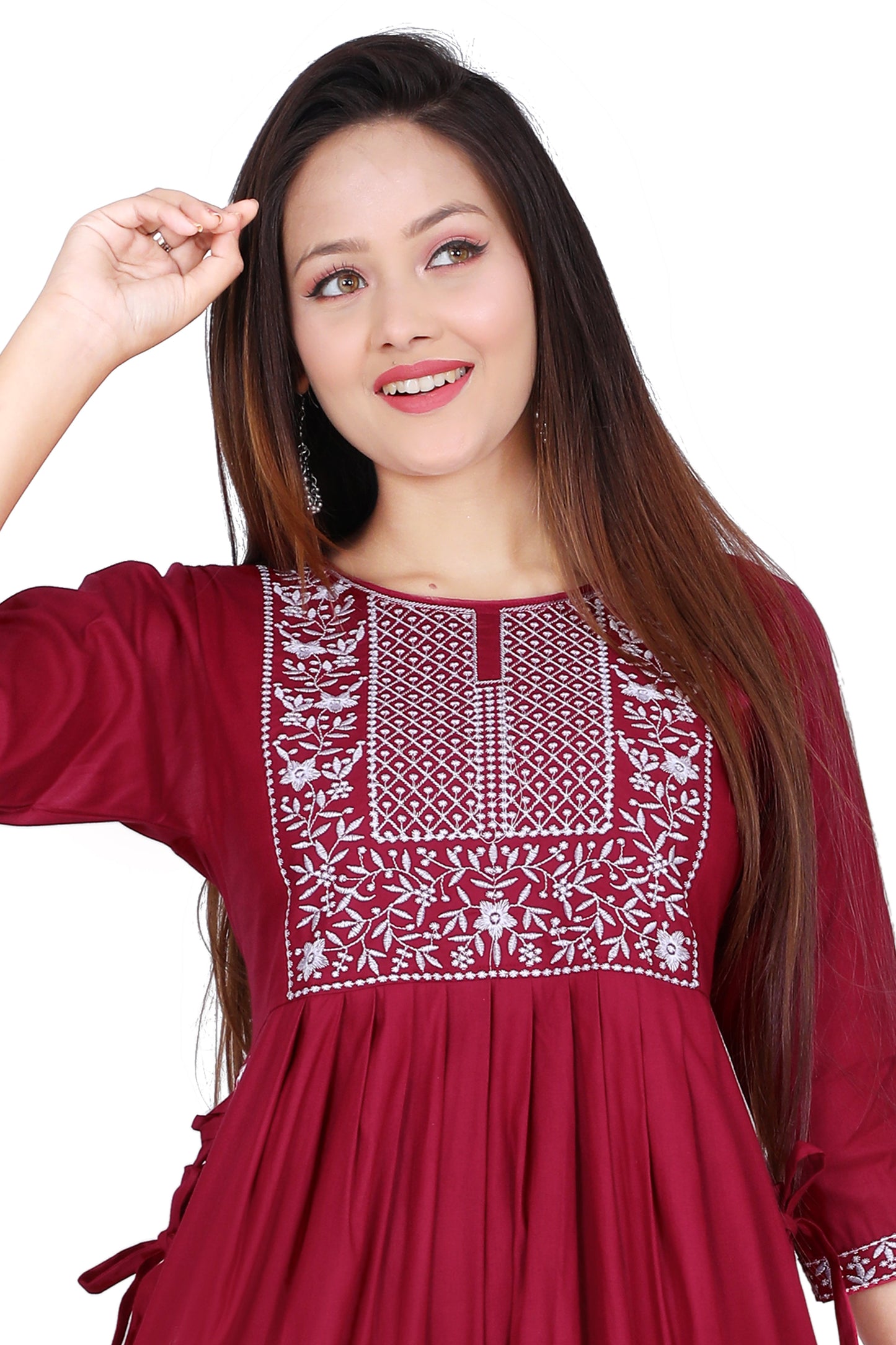 Stylish & Comfortable: Embroidered Nyra Cut Kurti – Ideal for Any Occasion!