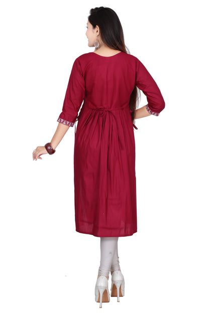 Stylish & Comfortable: Embroidered Nyra Cut Kurti – Ideal for Any Occasion!