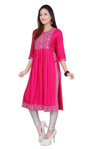 Stylish & Comfortable: Embroidered Nyra Cut Kurti – Ideal for Any Occasion!