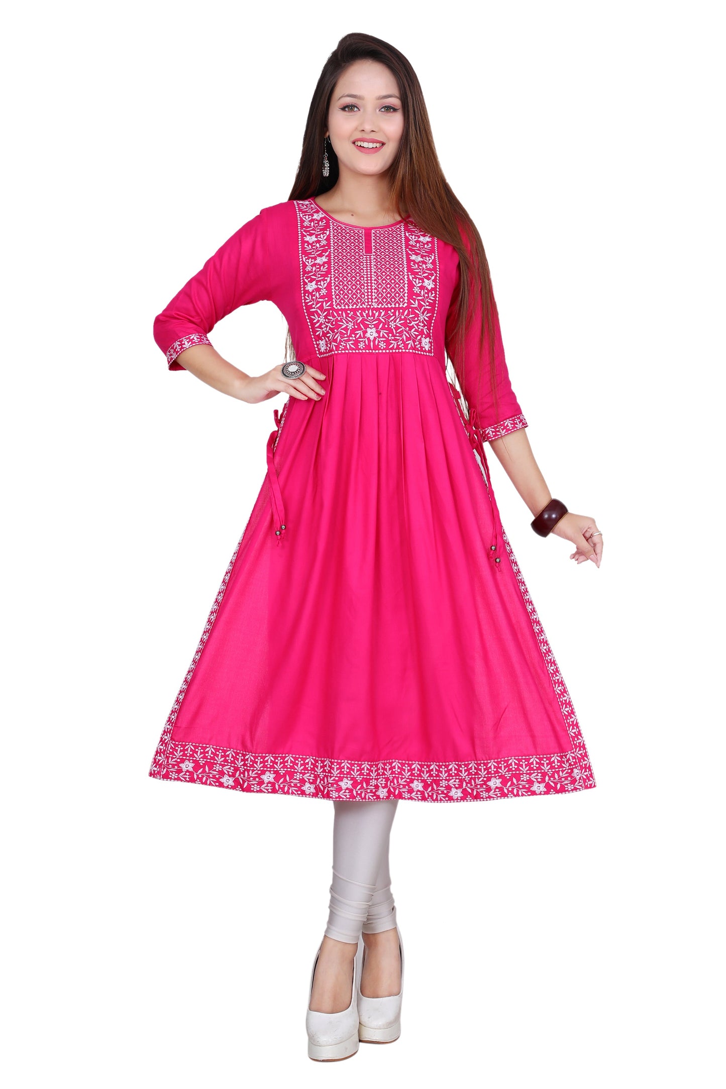 Stylish & Comfortable: Embroidered Nyra Cut Kurti – Ideal for Any Occasion!